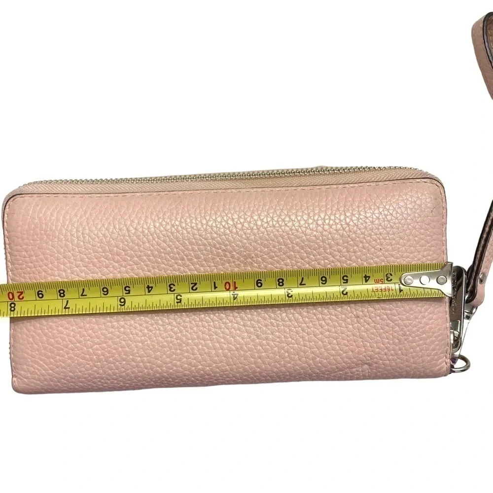 Michael kors pink leather zipper wristlet clutch bag